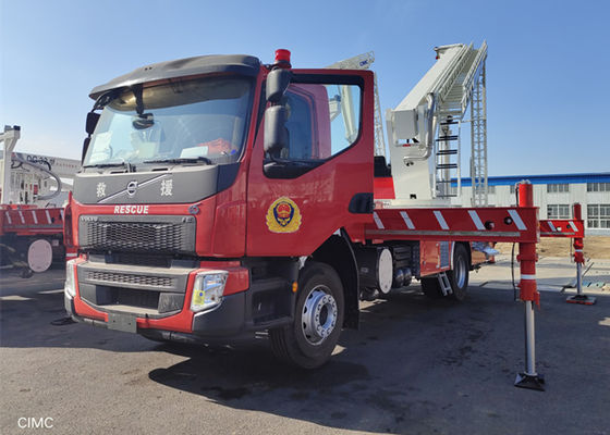 Camion dei vigili del fuoco di scala aerea importato del telaio 213kw con 48 metri di asta di salvataggio